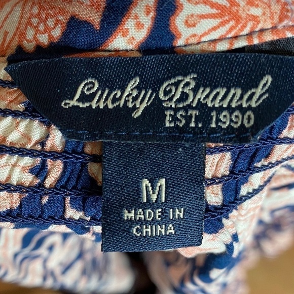 LUCKY BRAND Jemma Floral Peasant Top Blue Multi M - Picture 7 of 7